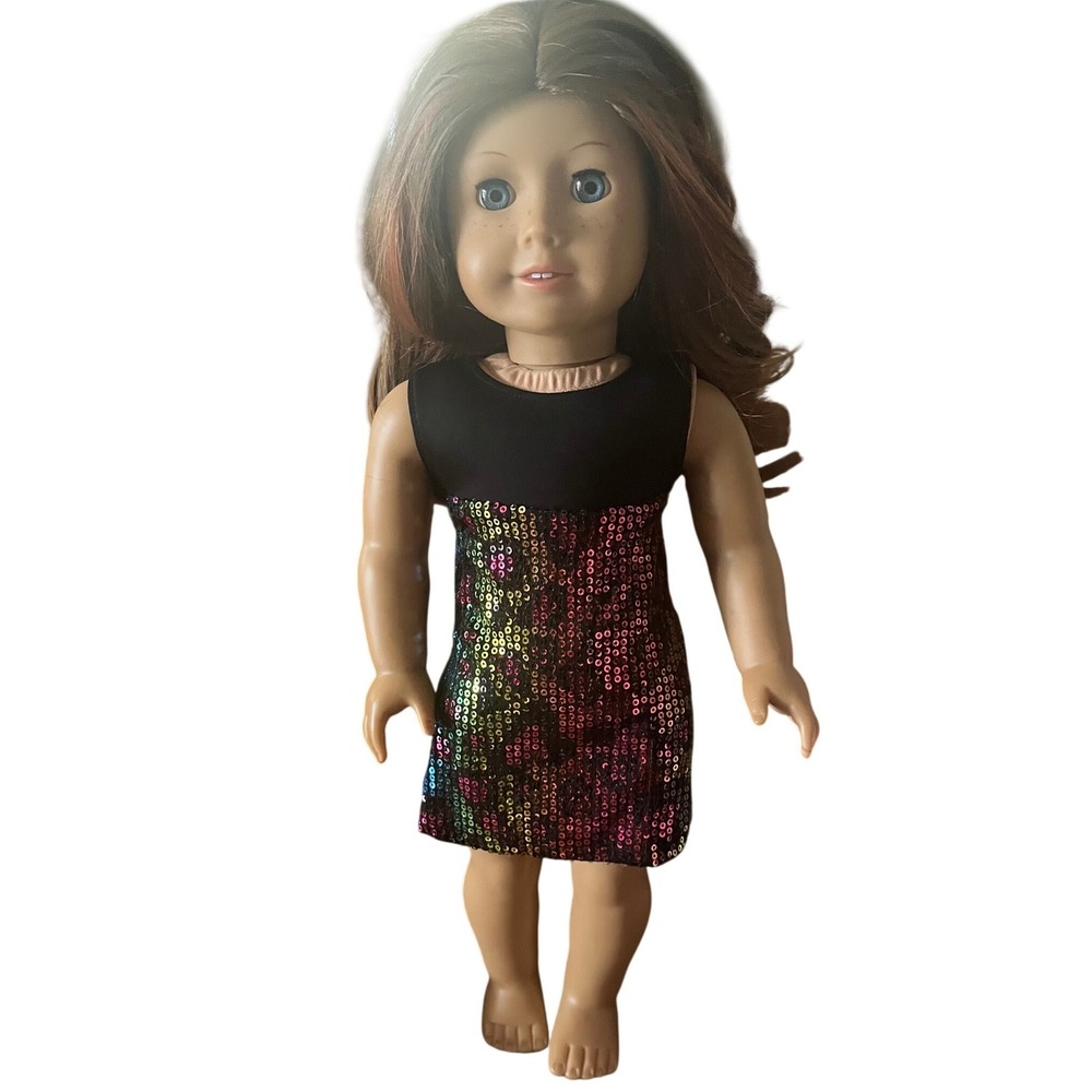 18 Inch Dolls Rainbow Sequin Party Dress Black Multi Color